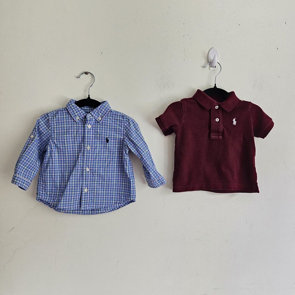 Polo Ralph Lauren Button Down Shirt & Polo Shirt Lot Size 6M EUC Cotton